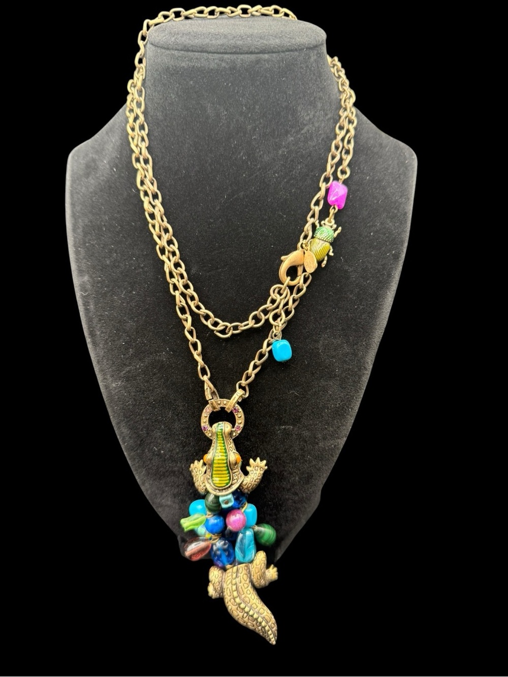 Chicos Multicolor Gator Pendant Statement Necklace - Women Jewelry